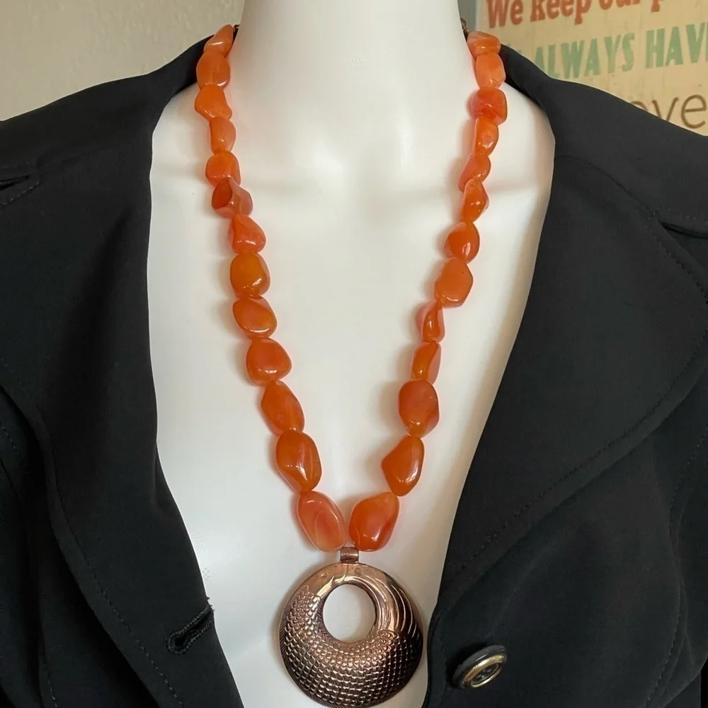 Vintage carnelian copper necklace